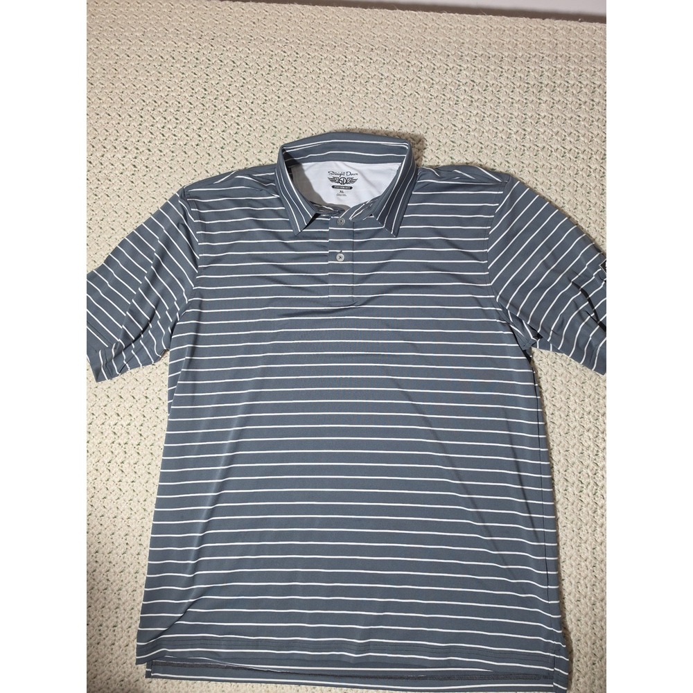 Straight Down Polo Shirt Mens XL Grey Excellent Striped Performance Hoag Classic